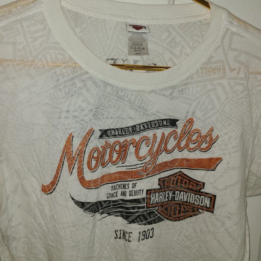 Harley Davidson Motorcycles Las Vegas Nevada Women's white heather tee. Lg USA